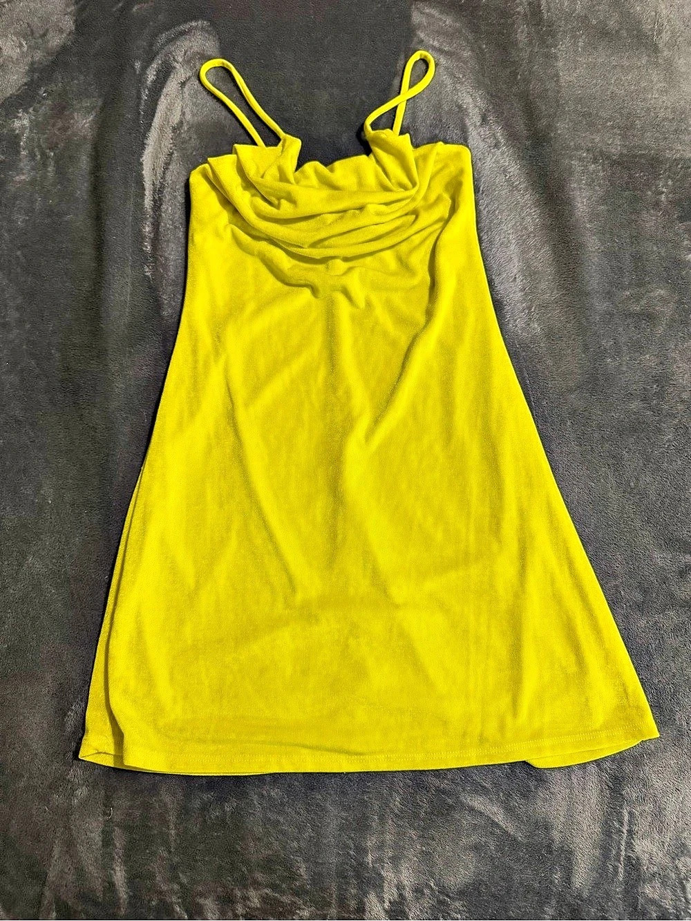 21 Saints Neon Yellow Mini Dress Womens Medium Bodycon Stretch Club Party